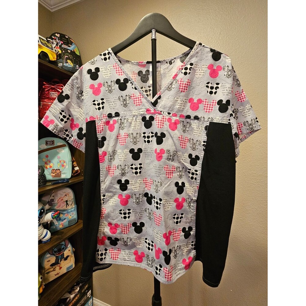 Mickey Head Short Sleeve Scrub Top